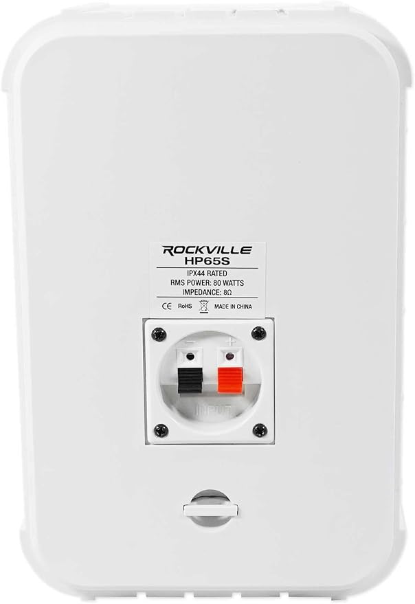 Rockville Pair HP65S-8 6.5" 500W White Outdoor/Indoor Speakers, 8 Ohm, Waterproof, Swivel Bracket, Paintable Grill, for Patio and Home Theater