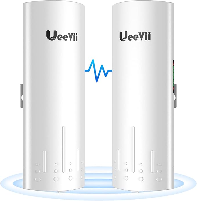 Wireless Bridge Point to Point Outdoor: UeeVii CPE450 5.8G 3Km Long Range Wi-Fi Bridge for Extend Network to Barn and Surveillance Range - Work with Starlink, 14dBi MIMO Antenna,48V POE Powered, 2pcs