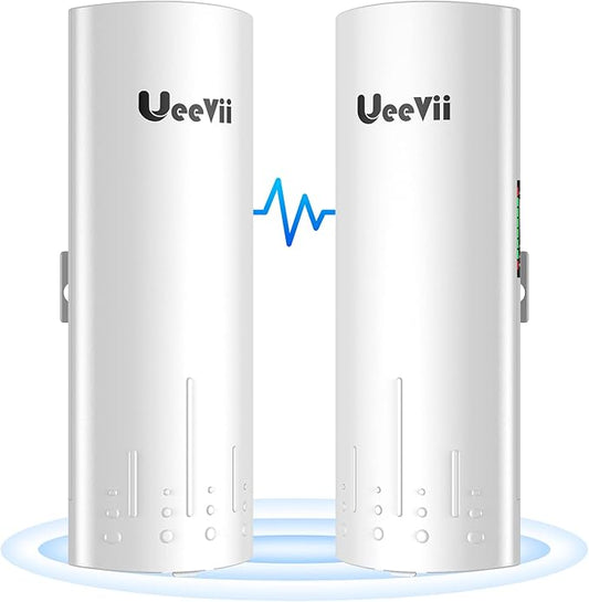 Wireless Bridge Point to Point Outdoor: UeeVii CPE450 5.8G 3Km Long Range Wi-Fi Bridge for Extend Network to Barn and Surveillance Range - Work with Starlink, 14dBi MIMO Antenna,48V POE Powered, 2pcs