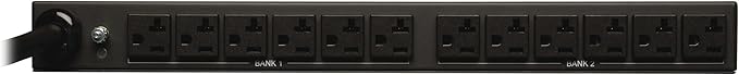 Tripp Lite Metered PDU, 30A, 12 Outlets (5-15/20R), 120V, L5-30P, 15 ft. Cord, 1U Rack-Mount Power (PDUMH30),Black