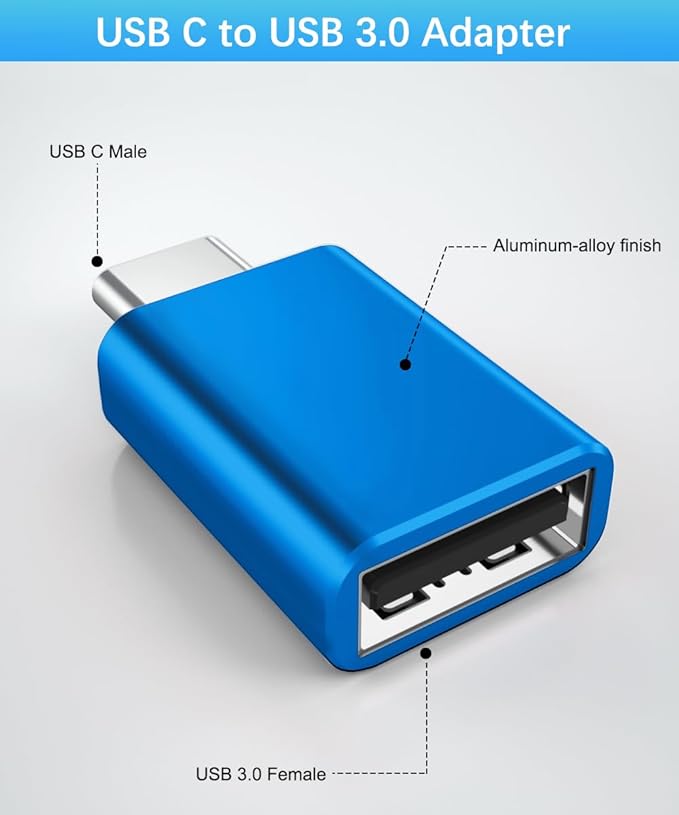 Basesailor USB to USB C Adapter with C Male to 3.0 Female Charger 4Pack,Thunderbolt 4 OTG Converter for Mac,iPhone 17 16 15 14 13 Plus Max Mini,Samsung Galaxy AI S25 S24 S23 Ultra,iPad,AirPods Pro 3
