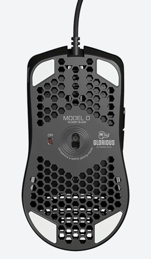Glorious Model O- (Minus) Compact Wired Gaming Mouse - 58g Superlight Honeycomb Design, RGB, Pixart 3360 Sensor, Ambidextrous, Omron Switches - Glossy Black