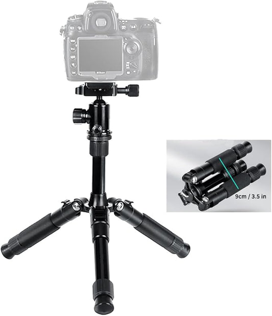 Portable Mini Tripod, 18.9" / 48cm Desk Tabletop Stand with 360° Ball Head, Compact Desktop Barcket for DSLR Camera Video Camcorder, Smartphone Shooting