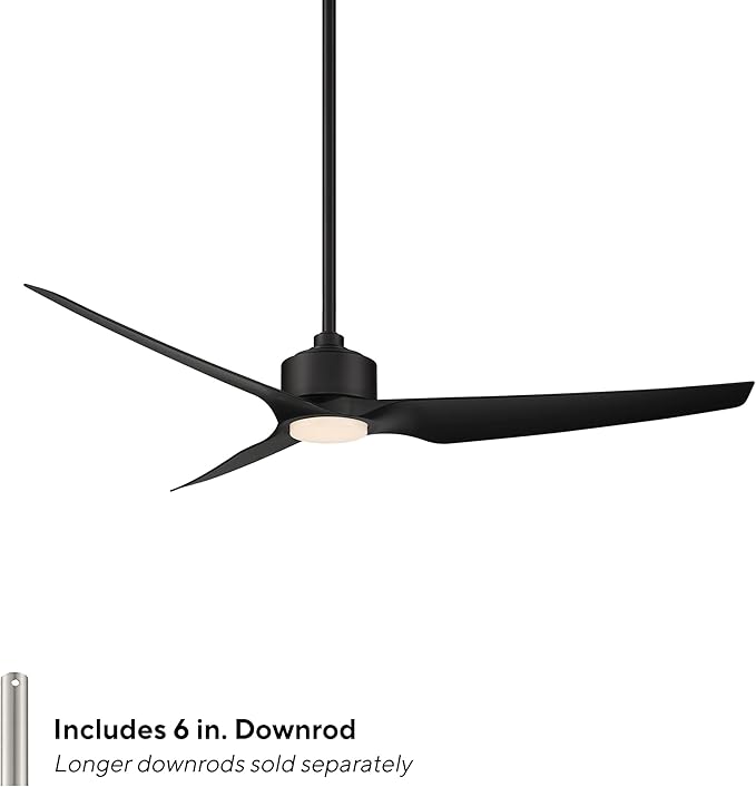 WAC Smart Fans Stella Indoor and Outdoor 3-Blade Smart Home Ceiling Fan 60in Matte Black with 3000K LED Light Kit and Remote Control Works with Alexa and iOS or Android App