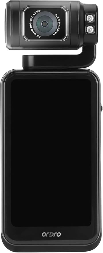 ORDRO M3 Video Camera Camcorder, 4K Vlogging Camera with 3.5-inch Flippable Touch Screen, 3250mAh Large Capacity Battery, IR Night Vision Pocket Camera with Remote Control and mini Tripod