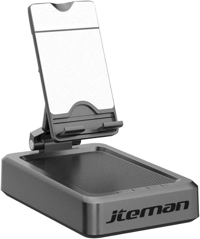 Jteman Wireless Bluetooth Speaker Tablet Stand, Adjustable with Bluetooth Speakers,Gifts for Women Men,Kitchen Gadget for Men,Compatible with Phones and Tablet (4.0-12.9'') - Graphite