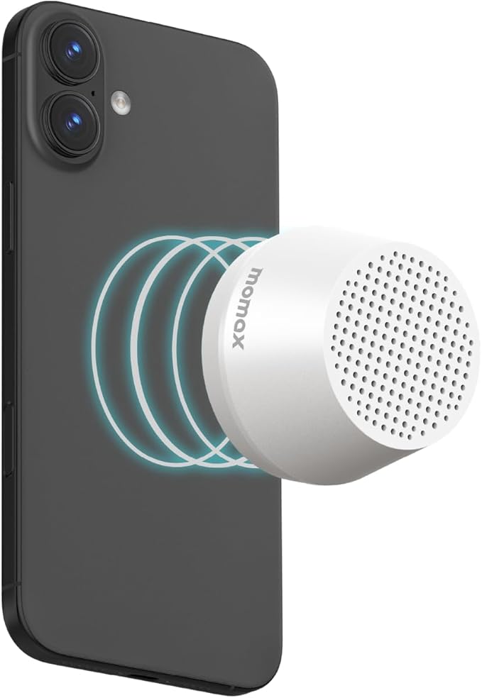 MOMAX Mini Portable Bluetooth Speaker - Magnetic Waterproof Speaker with Balanced Sound, 12H Playtime, Indoor Speaker True Wireless Stereo Pairing for Home, Bedroom, Bathroom, Gift Ideas, White
