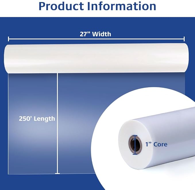 TruLam - 2 Rolls Standard Gloss 3 Mil Clear 27 in. x 250 ft. x 1 in. Core Laminating Film