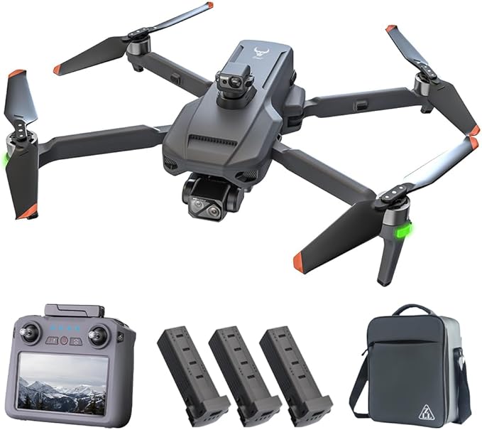 SG909 Drone with Camera 4K for Adults, 6 km Control Distance, Remote Control with Screen, 3-Axis Gimbal, 360° Obstacle Avoidance, Professional RC Quadcopter Drones, 3 Batteries