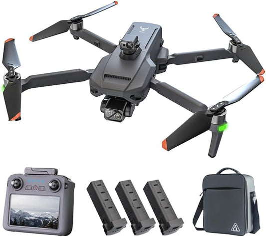 SG909 Drone with Camera 4K for Adults, 6 km Control Distance, Remote Control with Screen, 3-Axis Gimbal, 360° Obstacle Avoidance, Professional RC Quadcopter Drones, 3 Batteries