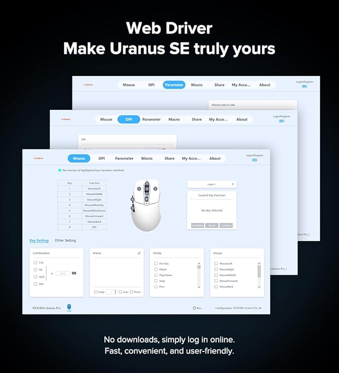 Wireless Gaming Mouse, 24000 DPI, 1K Polling Rate, Tri-Mode 2.4GHz/USB-C/Bluetooth Ergonomic Mouse， Web-Driven, 120 Hours Battery Life, Rechargeable Gaming Mice for PC/Mac/Tablet/Xbox, Black