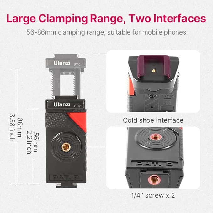 ULANZI FT-01 Phone Tripod with Holder, Mini Camera Flexible Tripod Stand with Cold Shoe Mount, 1/4'' Screw for Magic Arm, Universal for iPhone 17 16 15 Pro Max XS Max Samsung Canon Nikon Sony Cameras