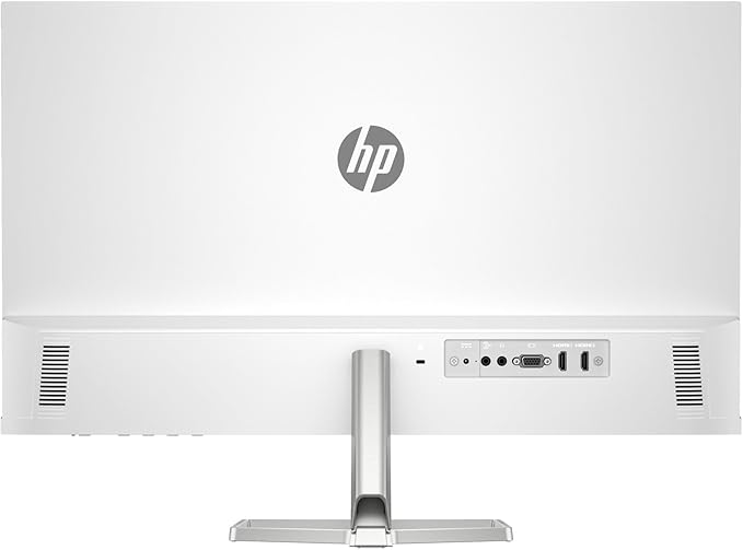 HP 27" FHD IPS (1920x1080) Monitor with Speakers Bundle with Docztorm Dock, 100Hz Refresh Rate, 2X HDMI, 1x VGA, Flicker-Free, Ideal for Home & Business, White/Silver (2025 Latest Model)