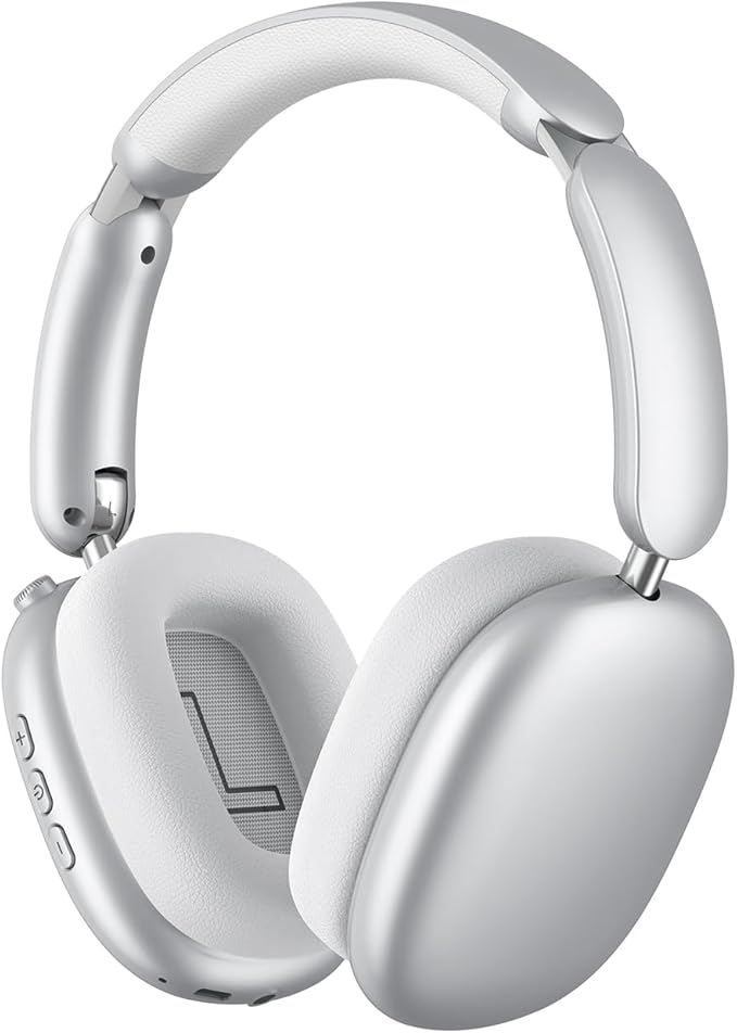 Y02 Active Noise Cancelling Headphones,60H Battery,5 EQ Music Modes,Hi-Res Audio,Deep Bass,Foldable Wireless Over Ear Bluetooth 5.4 Headset,Breathable Leather Earpads (Silver)