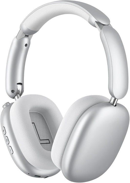 Y02 Active Noise Cancelling Headphones,60H Battery,5 EQ Music Modes,Hi-Res Audio,Deep Bass,Foldable Wireless Over Ear Bluetooth 5.4 Headset,Breathable Leather Earpads (Silver)