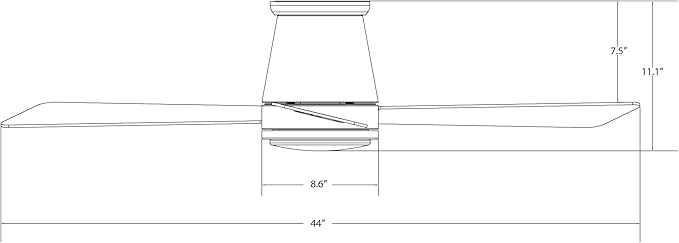 WAC Smart Fans Hug Indoor and Outdoor 3-Blade Flush Mount Smart Home Ceiling Fan 44in Brushed Nickel with 3000K LED Light Kit and Remote Control works with Alexa and iOS or Android App