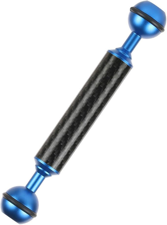 Carbon Fiber Underwater Float Arm, 1-inch Dual Ball Buoyancy Arm for Underwater Camera Tray, Video Light & Strobe for Scuba Diving Photography & Videography (Blue, 6 inches)