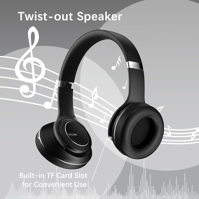 Bluetooth Headphones Over Ear, 90 Hours Playtime Wireless Headphone with 3 EQ Modes, Noise Isolating HiFi Stereo with Deep Bass, Microphone, Soft Earpads for Cellphone/PC