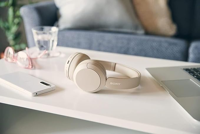 Sony WH-CH520 Wireless Headphones Bluetooth On-Ear Headset with Microphone and up to 50 Hours Battery Life with Quick Charging, Cappuccino