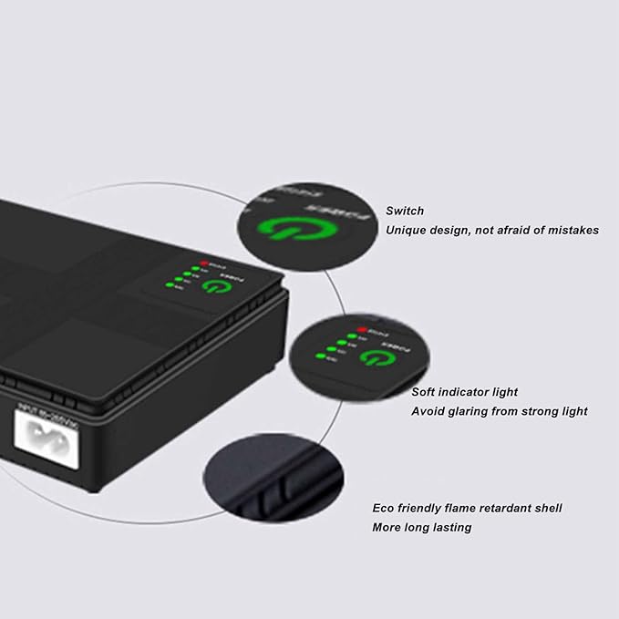 10400mAh POE UPS Battery Backup Power Supply 5V 9V 12V 2A Mini Uninterruptible 85V to 265V (US Plug)