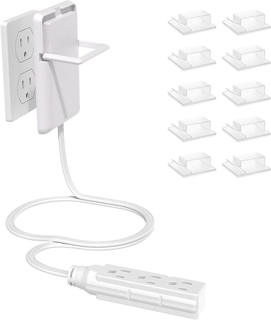 Ultra-Thin Flat Plug & Outlet Concealer, 3ft Slim Extension Cord, Space Saving Power Strip for Tight Spaces, 15A/1625W, Hide Bulky Messy Cords (White)