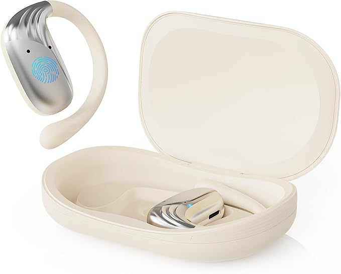 Open Ear Headphones,Ultra-Light 6.2g,Adjustable Ear Hooks,48H Playtime,BT 5.4 Wireless Open Ear Earbuds with IPX5 for Running,Office,Fitness,Workout (Creamy White)