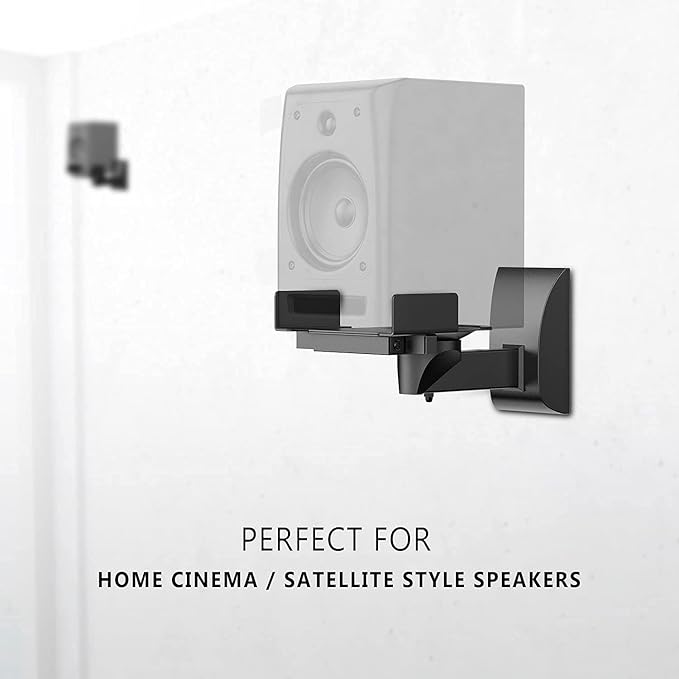 WALI Speaker Wall Mounts, Dual Side Clamping Bookshelf Mounting Bracket for Large Surrounding Sound Speakers, Hold up to 66 lbs. (SWM201XL), 1 Pair, Black