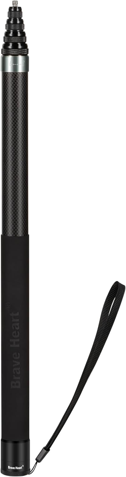 118"/3.0m Extended Invisible Carbon Fiber Selfie Stick for Insta360 x5 x4 Insta 360 x5 x4 x3 x2 x Cameras Accessories (Grey)