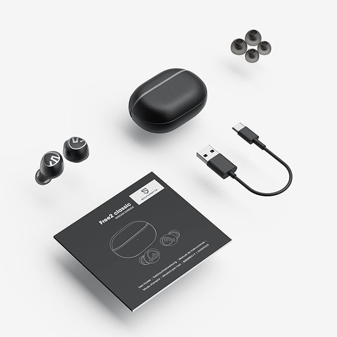 SoundPEATS Free2 Classic Wireless in Ear Earbuds, 30Hrs Playtime Headphones, Bluetooth V5.1 Earphones, Built in Mic for Clear Calls, Touch Control, Single/Twin Mode, Stereo Sound