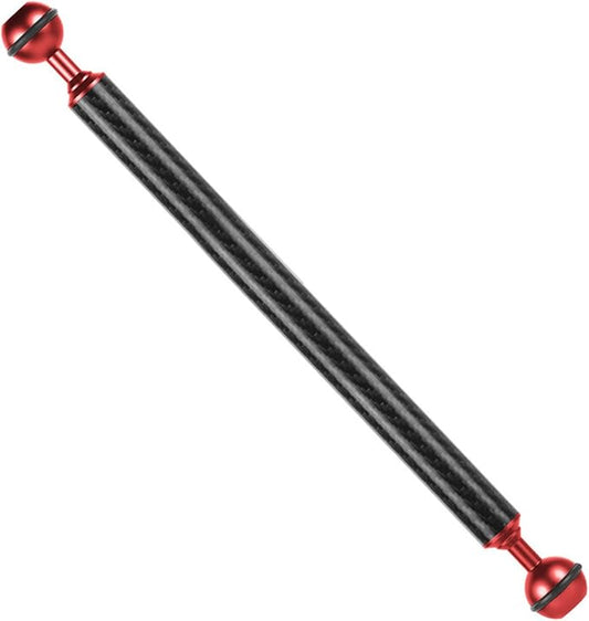 Carbon Fiber Underwater Float Arm, 1-inch Dual Ball Buoyancy Arm for Underwater Camera Tray, Video Light & Strobe for Scuba Diving Photography & Videography (Red, 12 inches)
