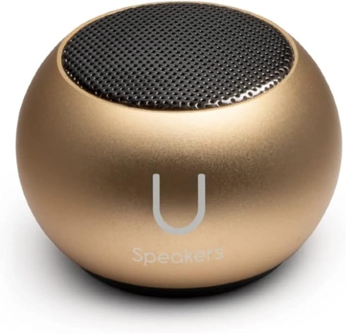 Fashionit U Mini - Small Bluetooth Speaker Wireless - Mic & Remote Shutter, Portable Bluetooth Speakers, Rich Sound for Home & Outdoor, Stocking Stuffers, White Elephant Gifts for Adults - Gold