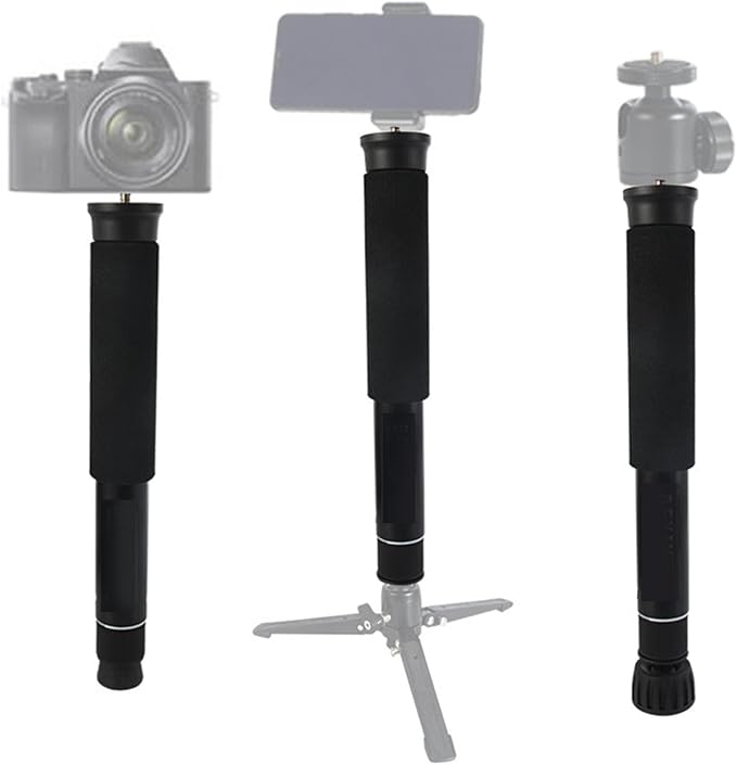 62 Inch Camera Monopod, 8 Sections Heavy Duty Monopod, Aluminum Photography Unipod Stick Trekking Pole with 1/4in to 3/8in Conversion Screw