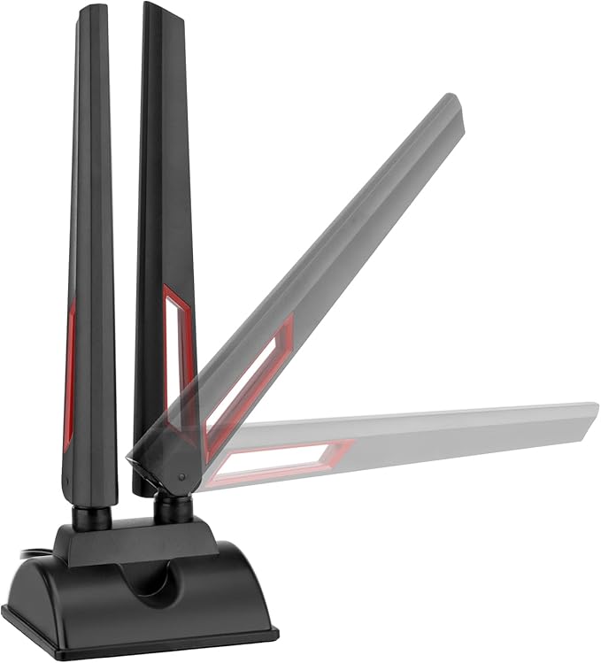 Superbat WiFi 6E Tri-Band Antenna 2.4GHz 5GHz 6GHz Magnetic Base WiFi Antenna with RP-SMA Extension Cable for PC Desktop Computer WiFi Card Wireless Network Router Security Cameras