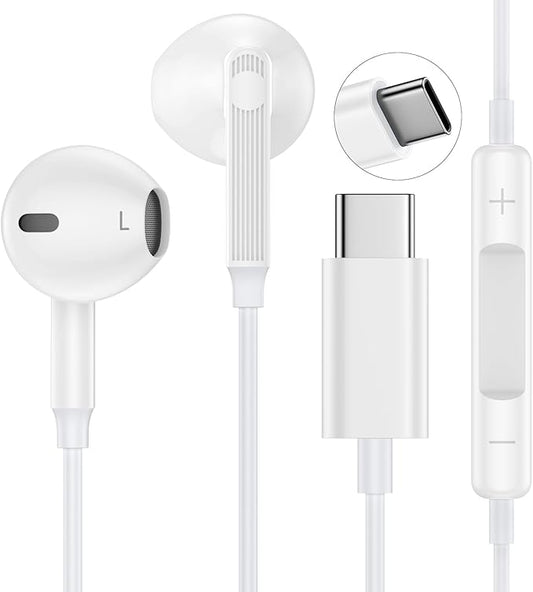 USB C Headphones Wired Earbuds Ear Plugs for iPhone 16e/16 Pro Max/16 Plus, Samsung Galaxy A16/A56/A26/A36/S25 Ultra/S25 Plus/S24 Ultra/S23/S22, Type C Wired Earbuds Earphones HiFi Stereo