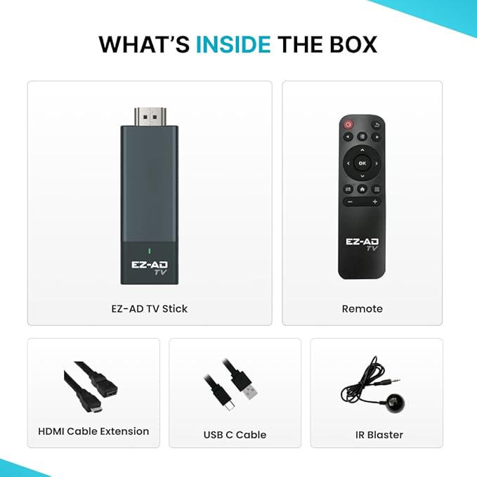 TV Stick Digital Signage Player 4K, Cloud-Controlled Media Player with PowerPoint Upload, Auto Content Updates, Free Plan, AI Image Enhancer, Mobile App, Thousands of Templates