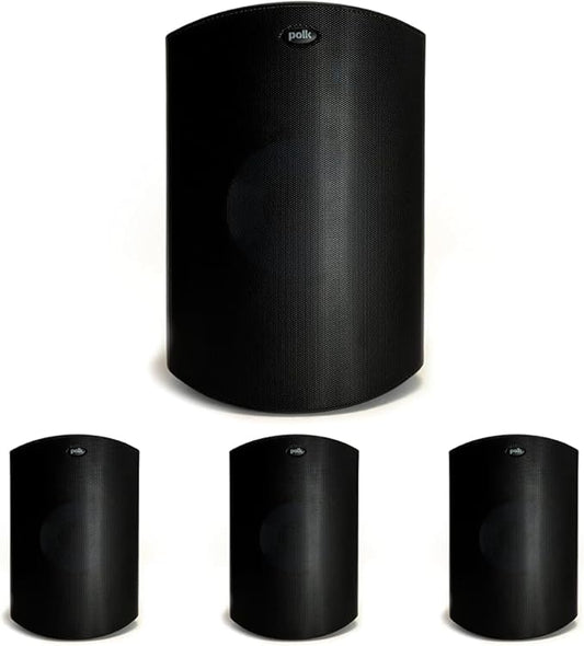 Polk Audio Atrium 8 SDI Flagship Outdoor Speaker (Black) - Use as Single Unit or Stereo Pair, Powerful Bass & Broad Sound Coverage, Withstands Extreme Weather & Temperature (Pack of 4)