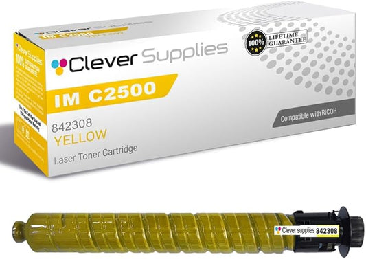 Clever Supplies CS Replacement Compatible with Ricoh IM C2500 Toner Cartridge 842308 to use with IM C2000 (Yellow, 1-Pack)