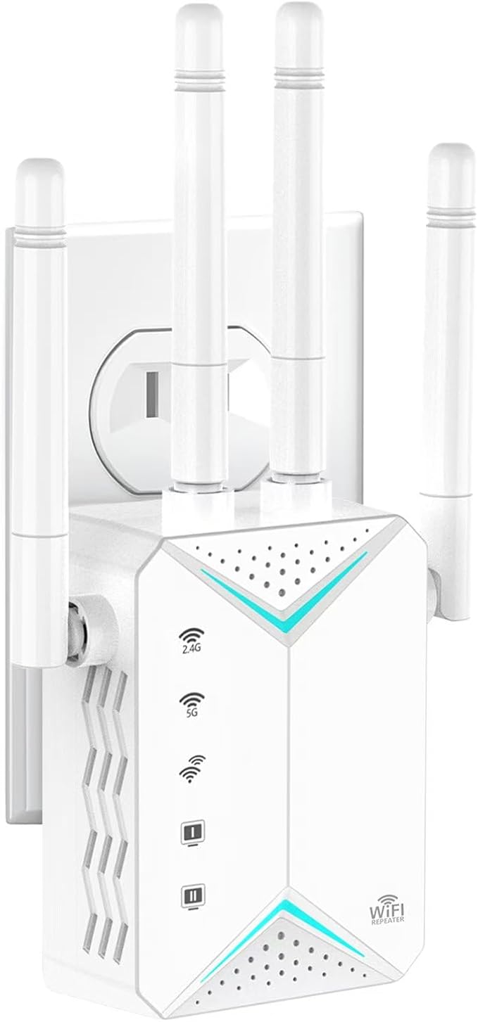 2025 WiFi Extender Signal Booster for Home - 1200Mbps Dual Band, Covers 12880 Sq Ft & 108 Devices, Long Range Internet Booster with Ethernet Port, Easy Setup