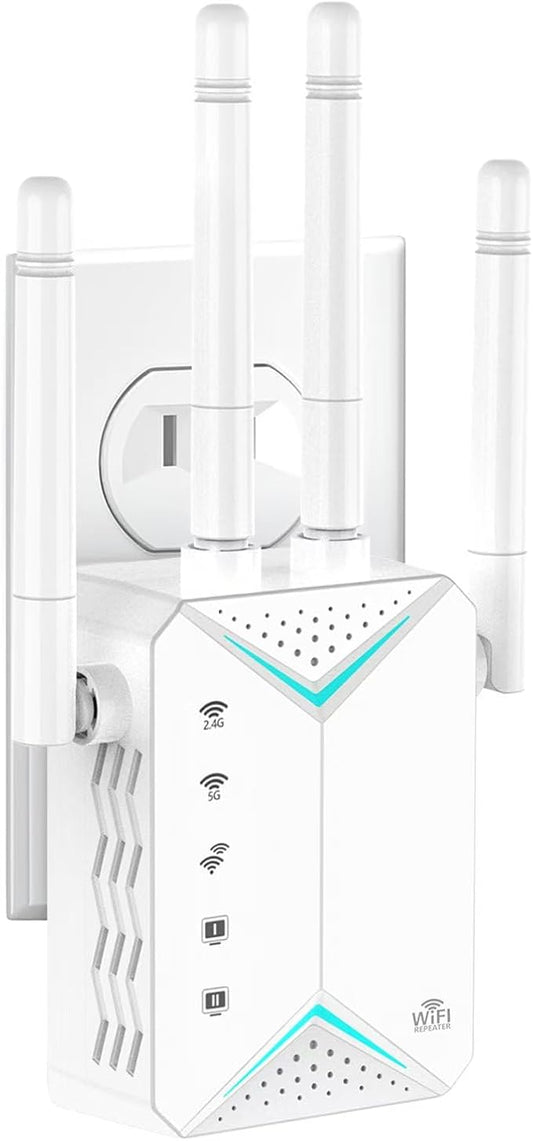 2025 WiFi Extender Signal Booster for Home - 1200Mbps Dual Band, Covers 12880 Sq Ft & 108 Devices, Long Range Internet Booster with Ethernet Port, Easy Setup