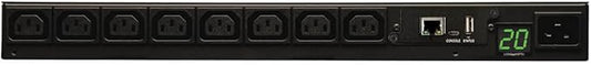Tripp Lite Monitored PDU, 8 Outlets (C13), 208/220/230/240V, C20/L6-20P Adapter, 3.2-3.8kW, 8 ft. Cord, 1U Rack-Mount Single-Phase PDU, TAA (PDUMNH20HV)