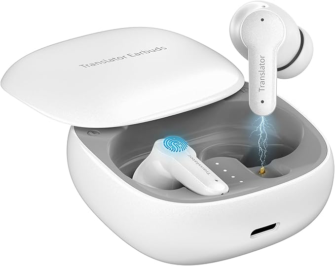 XUPURTLK AI Translation Earbuds Real Time for 144 Languages & Accents, Audifonos Traductores Inglés Españo, 3-in-1 Smart Language Translator Earbuds Ideal for Travel Business Learning (White)