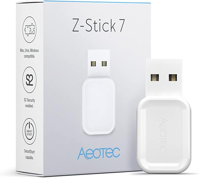 Aeotec Z-Stick 7 Plus, Zwave Plus USB to Create Z-Wave hub, Gateway Controller with 700 Series ZWave, SmartStart and S2, Works with Raspberry Pi 4, Compatible with Home Assistant