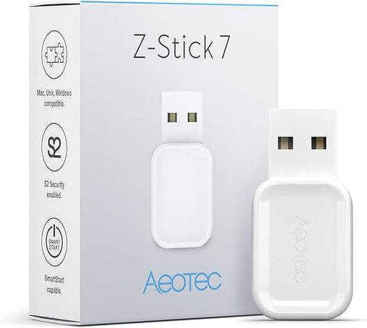 Aeotec Z-Stick 7 Plus, Zwave Plus USB to Create Z-Wave hub, Gateway Controller with 700 Series ZWave, SmartStart and S2, Works with Raspberry Pi 4, Compatible with Home Assistant