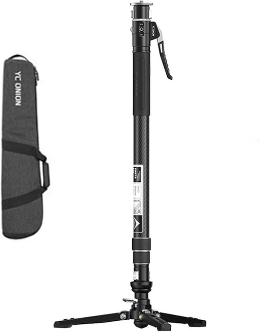 YC Onion Pineta Pro Carbon Fiber Monopod with Pedal Base, Light Stand Lightweight Travel Monopod with Quick Release Plate for Sony Canon Nikon DSLR Cameras, Gimbal and etc Max Load 11lb/5Kg