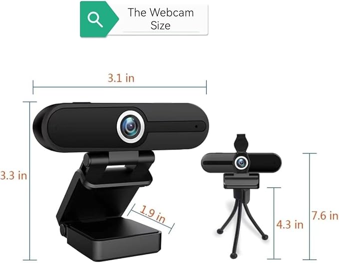4K Webcam, HD Webcam 8MP- Laptop PC Desktop Computer Web Camera with Microphone, USB Webcams for Video Calling Recording Streaming Video Conference, Webcam with Mini Tripod,Privacy Shutter.