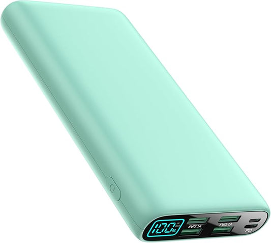 Portable Charger 38800mAh,LCD Display Power Bank,5 USB Outputs Battery Pack Backup,USB-C in&out Dual Input Phone Charging Compatible with iPhone 16/15/14 Pro,Android Samsung Galaxy Pixel Nexus-Green