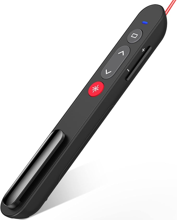 Laser Pointer for Presentations, Wireless Presenter Clicker for PowerPoint Slide with Hyperlink & Volume Control, Presentation Remote for Mac/Computer/Laptop, Google Slide/PPT/Keynote