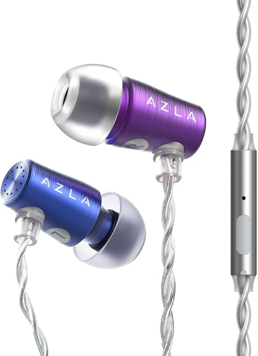 AZLA AZEL GEN 3 Gaming Earbuds with Mic – Award-Winning IEMs Tuned for FPS Games – Compatible with PS5, Xbox, PC –Positional Audio & Clear Voice Chat– Wired Gaming Headset for Gamers (Purple Blue)