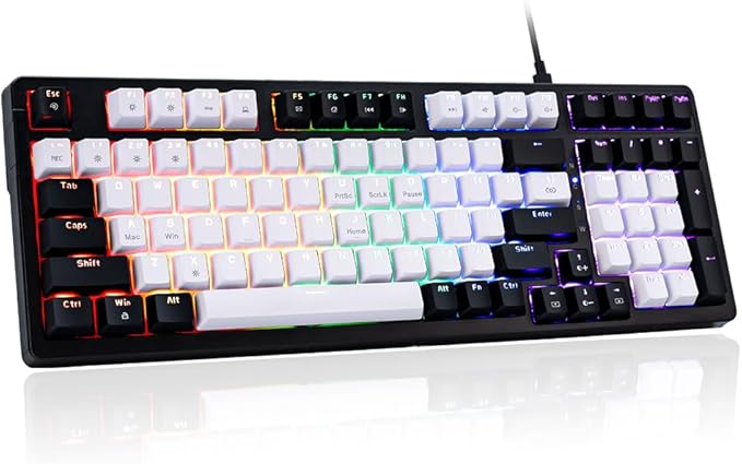 Mechanical Gaming Keyboard, Full Key Percent Compact Wired RGB Backlit Light Up, Red Switches Hot Swappable USB C Creamy Sounding Silent Black Mechanical Keyboard for PC MAC