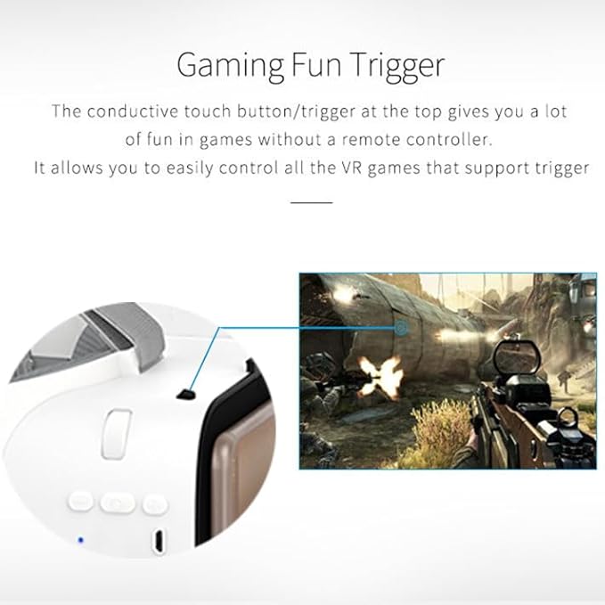 3D Glasses Virtual Reality VR for Smartphone Google Cardboard, Wireless Bluetooth VR Headset Helmet Stereo for Android iOS iPhone 12 11 Pro Max Mini X R S 8 7 Samsung 4.7-6.2" Phone (White)